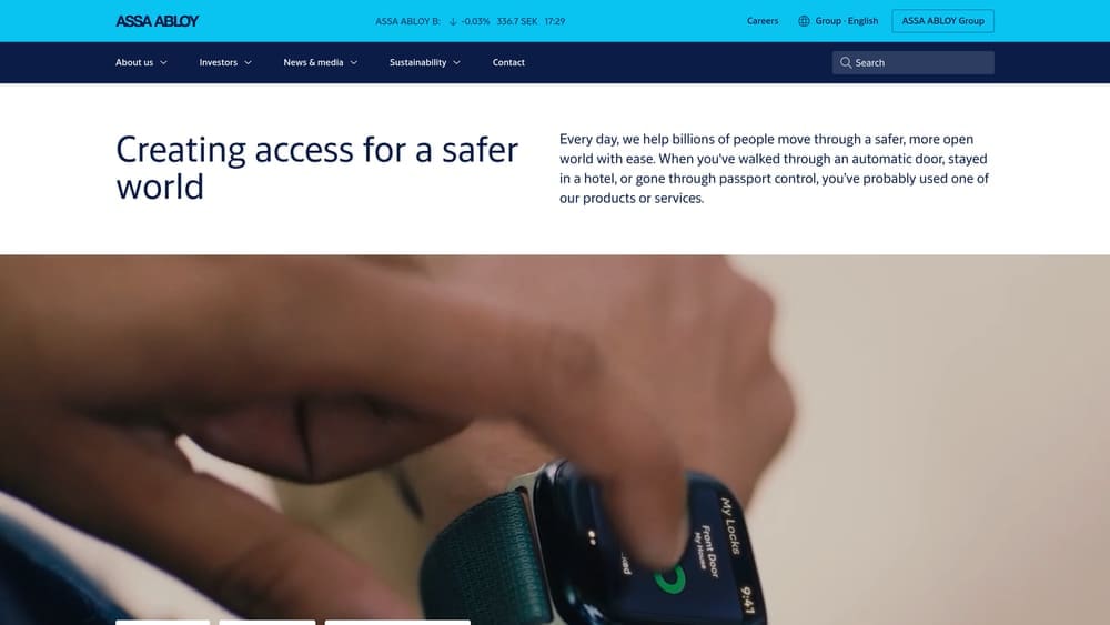 Screenshot of ASSA ABLOY website