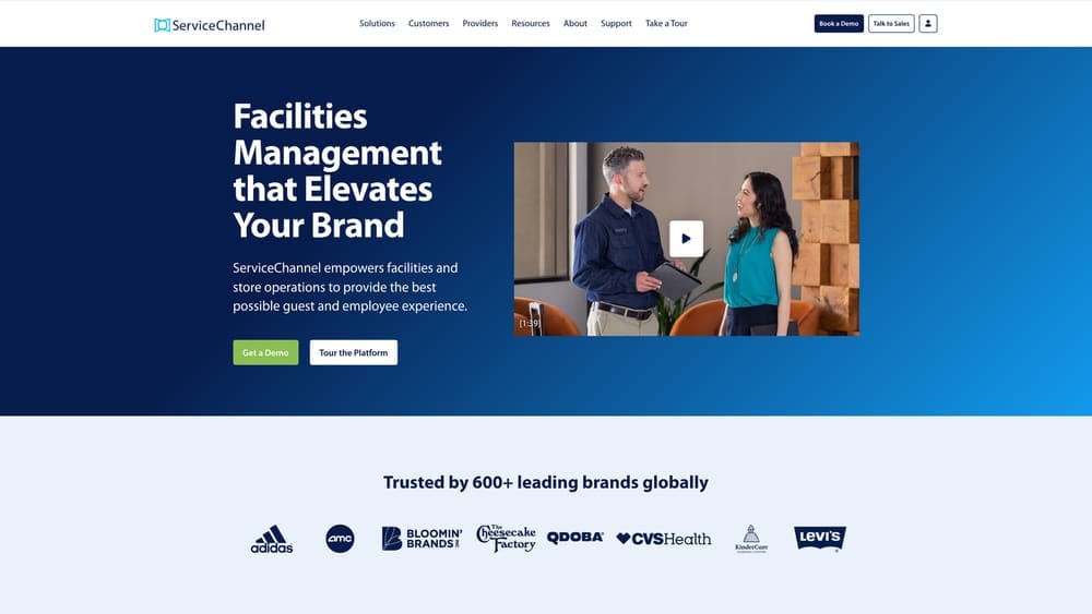 Screenshot of ServiceChannel website