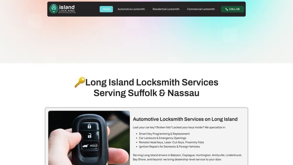 Screenshot of Island Lock King website