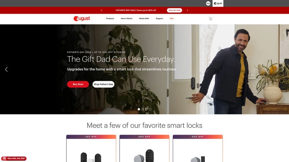 Screenshot of August Smart Lock Pro website